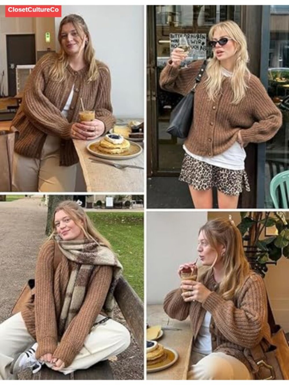 Chunky Knit Button Down Cardigan Long Sleeve Loose Knitwear Coat - Picture 4 of 6